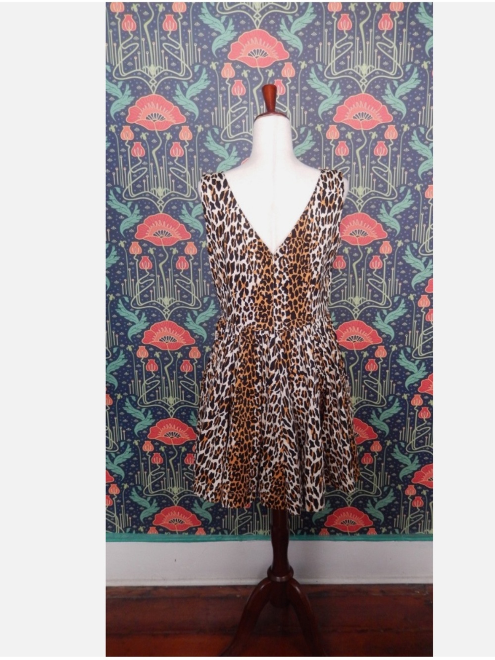 Trashy Diva Leopard Print Ballerina Circle V-Neck Sleeveless Dress 12 - Picture 6 of 6